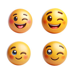 Fototapeta premium Winking face 3d emoji isolated on transparent background