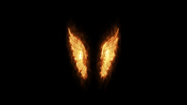 wings flapping with fire effect green screen background