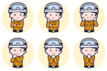 女性レスキュー隊員のポーズセット_04