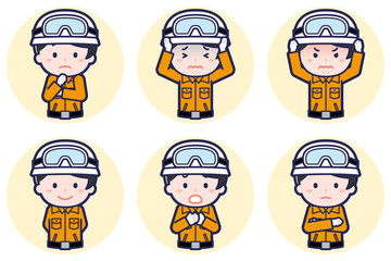 女性レスキュー隊員のポーズセット_05