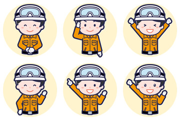 女性レスキュー隊員のポーズセット_01