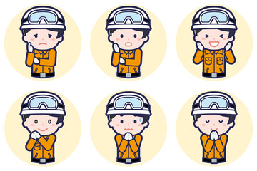 女性レスキュー隊員のポーズセット_04