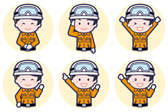 女性レスキュー隊員のポーズセット_01