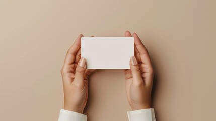 Blank credit card mockup in hand on clean background, shopping in store, transaction at terminal, secure payment, financial services advertising