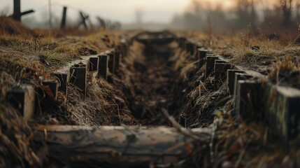Obraz premium Trenches with blurred background