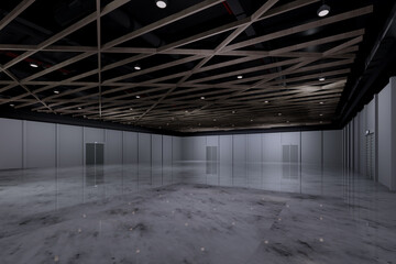 Empty hall exhibition centre.The backdrop for exhibition stand, booth,gallery,trade show.Conversation for activity,meeting.Arena for entertainment,event,sports.Indoor  Stadium,art museum.3d render.