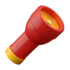 flashlight icon red yellow color in plastic 3d style