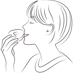 Woman eating donut
