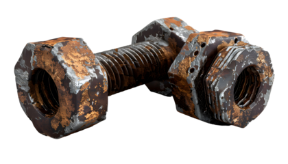 A rusty bolt and nut
