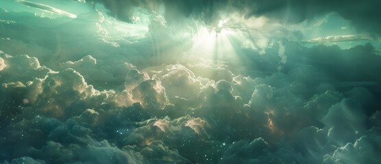 Fototapeta premium Sunbeams Through Cloudy Sky