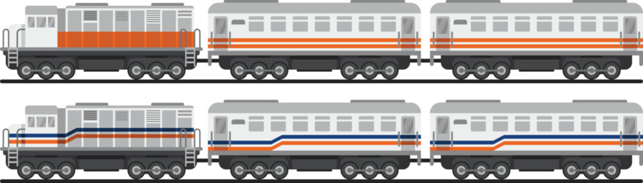 illustration set icon train carriage vector flat design