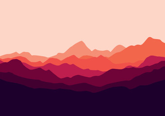 nature landscape mountains vector illustration.