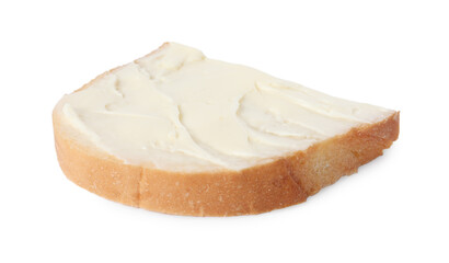 Delicious bruschetta with ricotta cheese isolated on white
