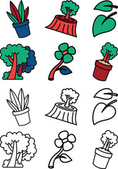 illustration icon plants go green vector full set