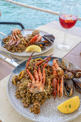 Fresh Seafood Paella in Mallorca Spain