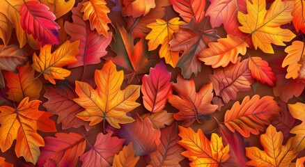 Colorful Autumn Leaves Close Up Displaying Fall Colors