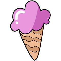 delicious ice cream cone cartoon vector