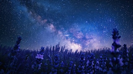 Fototapeta premium Milky Way Over Lavender Field