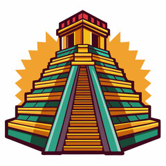illustration of mexican culture theme, mayan pyramid