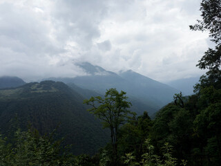 Vast green mountainous landscape of Bhutan