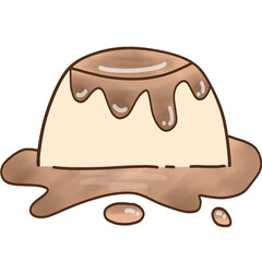 vanilla pudding with chocolate fla cartoon vector