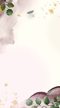 Soft Pastel Watercolor Background with Floral Accents. Vertical story template video.