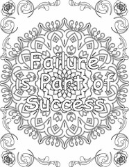 Printable mandala coloring page for kids and adults with motivational quote for self love and self care. it helps to struggle against life to enjoy the tough journey