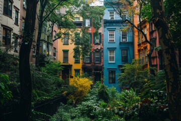 Fototapeta premium Urban Oasis: A Hidden Courtyard in the City