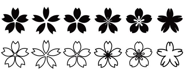 桜　春　シルエット　アイコン