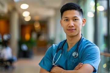 Portrait of a young male registered nurse