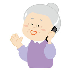 スマートフォンでおしゃべりしているシニア女性2