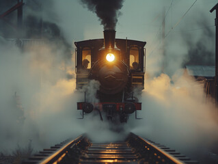 Historical Echoes: Coal Dust Floating in a Vintage Railway Setting