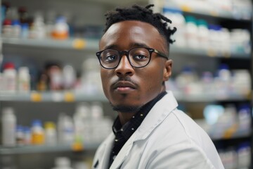 Obraz premium Portrait of a young male pharmacy worker
