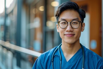 Portrait of a young male registered nurse