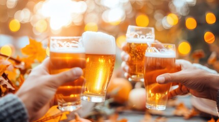 toasting  cheers beers in oktoberfest 
