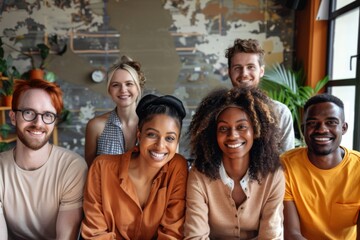 Fototapeta premium Portrait of a diverse group of young people in startup company office