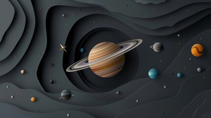 Fototapeta premium 宇宙と土星