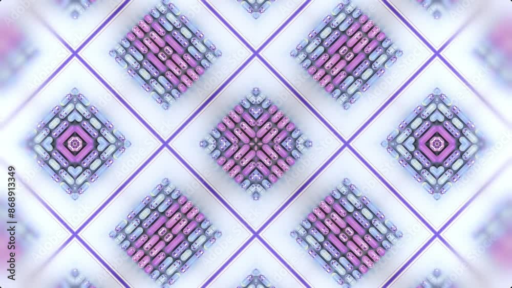 Aufkleber Floating pattern of groups of colored figures. 3d rendering loop animation 4K
