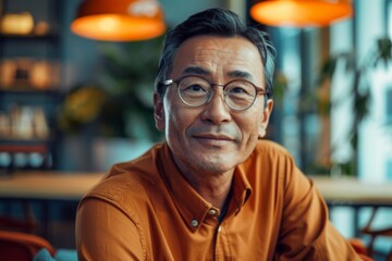 Fototapeta premium Portrait of a middle aged male worker in startup company office