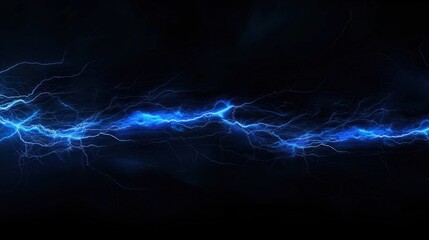 Abstract Blue Lightning Bolts on Black Background