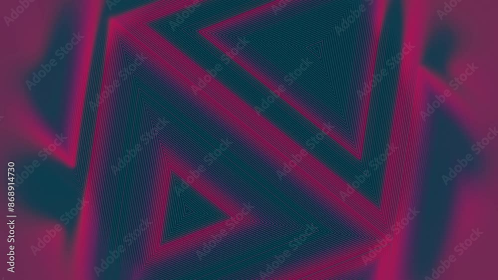 Aufkleber Waves of red color on a pattern of green triangles. 3d rendering loop animation