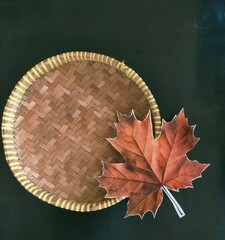 Maple leaves on the table