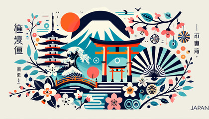 Fototapeta premium Concept of Japanese Image. Vector illustration. 