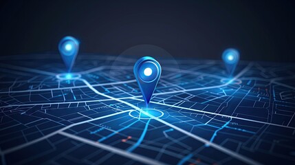 Destination, 3D GPS Tracking Map, Road Map Navigation Pin, Abstract 3D Map Background, Digital Art