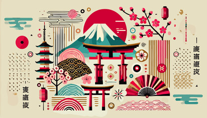 Fototapeta premium Concept of Japanese Image. Vector illustration. 