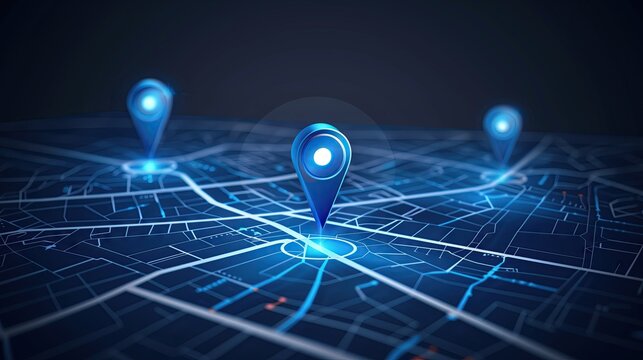 Destination, 3D GPS Tracking Map, Road Map Navigation Pin, Abstract 3D Map Background, Digital Art