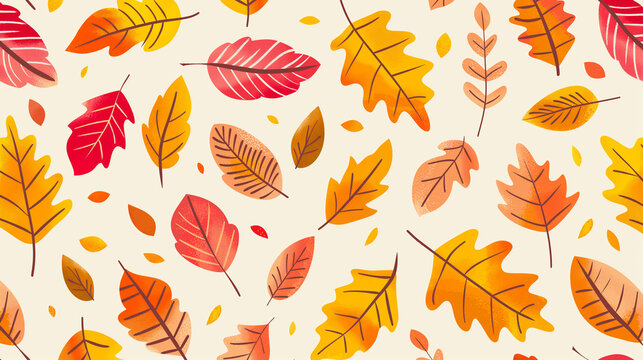 Various a tiny fallen leaves clipart collection pattern, minimal abstract illustration style , bold color scheme