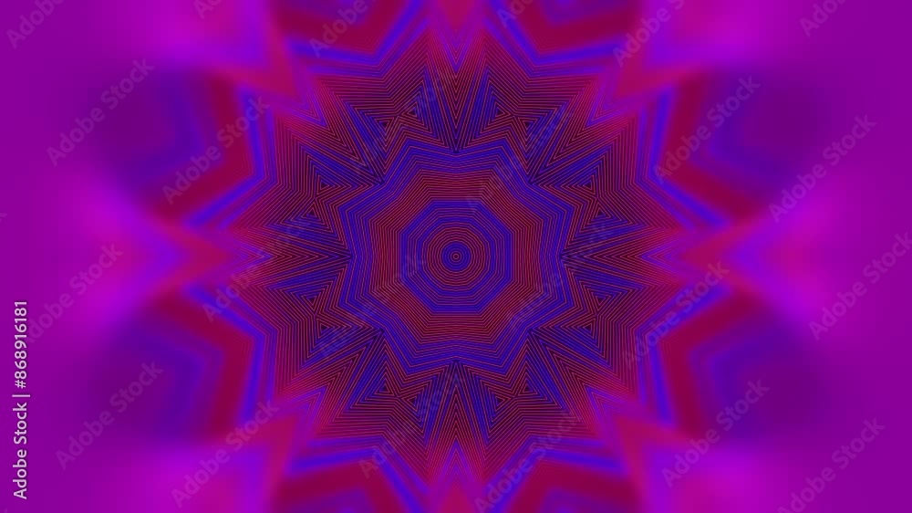 Poster 3d rendering loop animation of a star-shaped geometric figure made of red lines