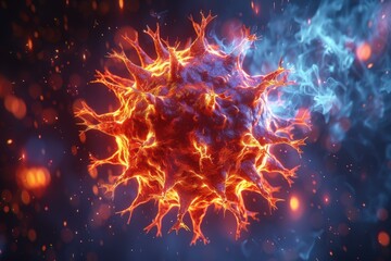 3D illustration of a virus. AI.