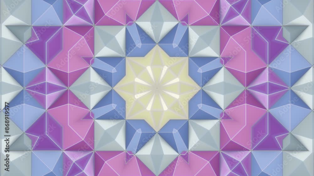 Poster A bright and colorful abstract star-like pattern. 3d rendering loop animation 4K